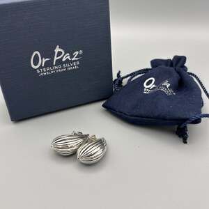 Or Paz Israel Wavy Textured Teardrop Sterling Silver 925 Earrings